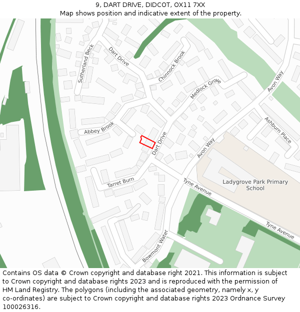 9, DART DRIVE, DIDCOT, OX11 7XX: Location map and indicative extent of plot