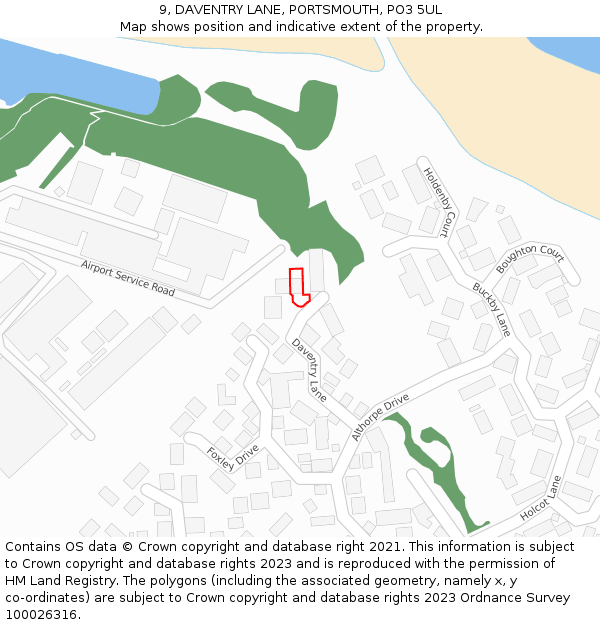 9, DAVENTRY LANE, PORTSMOUTH, PO3 5UL: Location map and indicative extent of plot