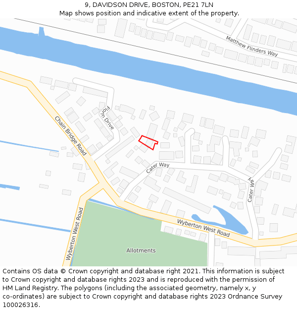 9, DAVIDSON DRIVE, BOSTON, PE21 7LN: Location map and indicative extent of plot