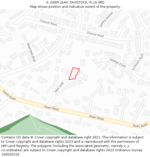 9, DEER LEAP, TAVISTOCK, PL19 9RD: Location map and indicative extent of plot