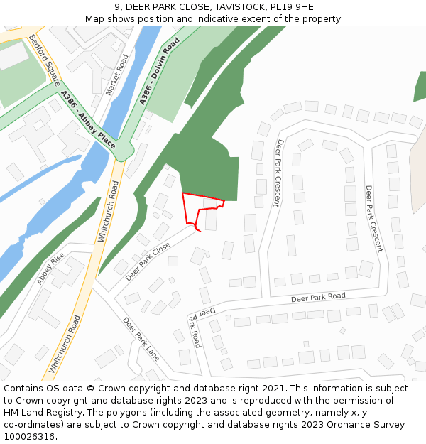 9, DEER PARK CLOSE, TAVISTOCK, PL19 9HE: Location map and indicative extent of plot