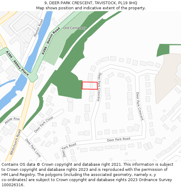 9, DEER PARK CRESCENT, TAVISTOCK, PL19 9HQ: Location map and indicative extent of plot