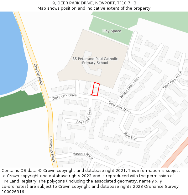 9, DEER PARK DRIVE, NEWPORT, TF10 7HB: Location map and indicative extent of plot
