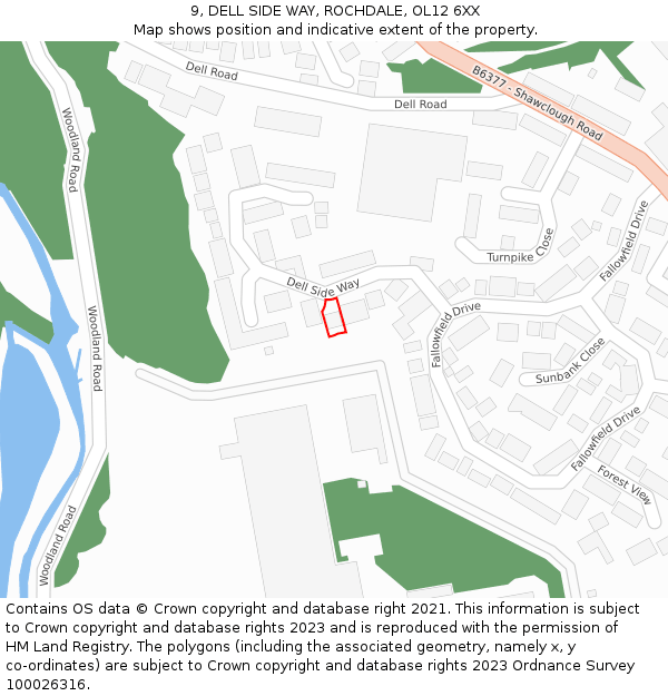 9, DELL SIDE WAY, ROCHDALE, OL12 6XX: Location map and indicative extent of plot
