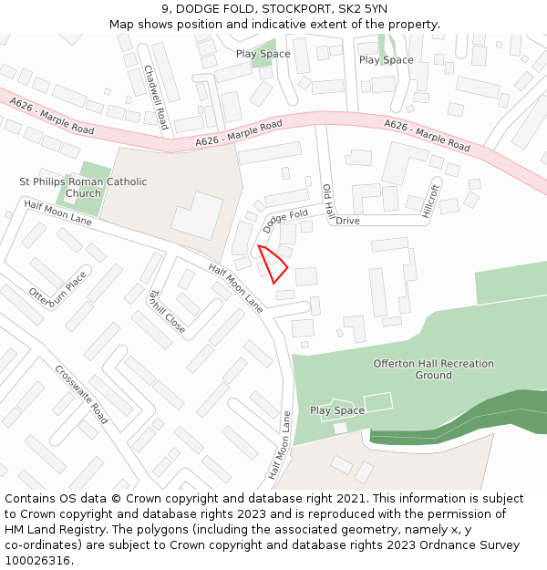 9, DODGE FOLD, STOCKPORT, SK2 5YN: Location map and indicative extent of plot