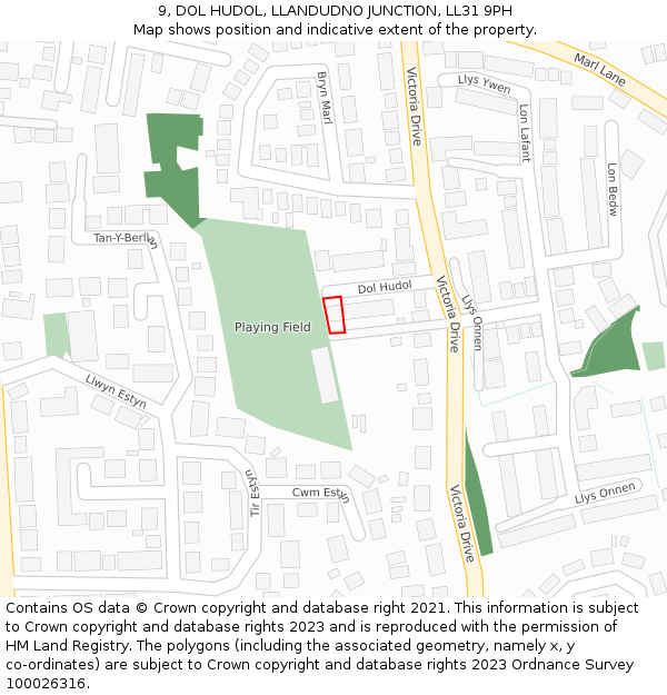 9, DOL HUDOL, LLANDUDNO JUNCTION, LL31 9PH: Location map and indicative extent of plot