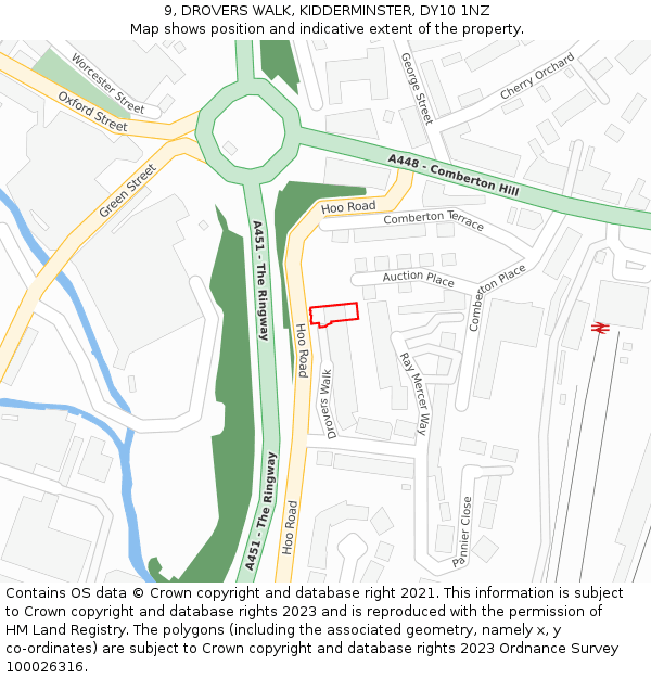 9, DROVERS WALK, KIDDERMINSTER, DY10 1NZ: Location map and indicative extent of plot