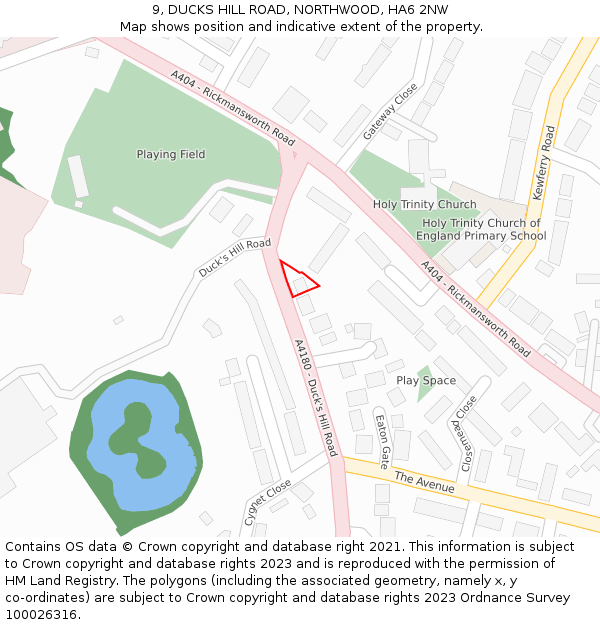 9, DUCKS HILL ROAD, NORTHWOOD, HA6 2NW: Location map and indicative extent of plot