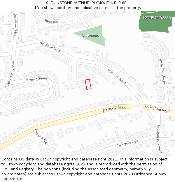 9, DUNSTONE AVENUE, PLYMOUTH, PL9 8RH: Location map and indicative extent of plot