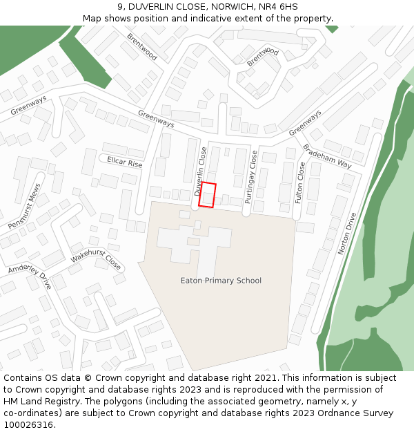 9, DUVERLIN CLOSE, NORWICH, NR4 6HS: Location map and indicative extent of plot