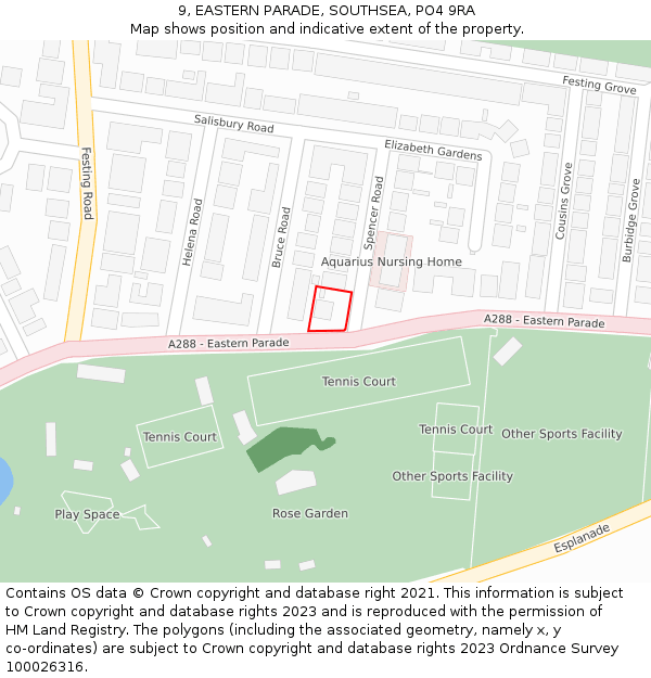 9, EASTERN PARADE, SOUTHSEA, PO4 9RA: Location map and indicative extent of plot