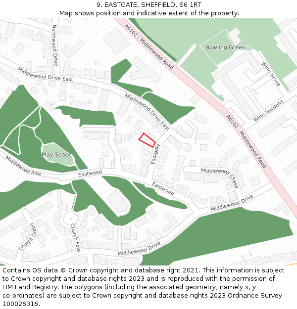 9, EASTGATE, SHEFFIELD, S6 1RT: Location map and indicative extent of plot