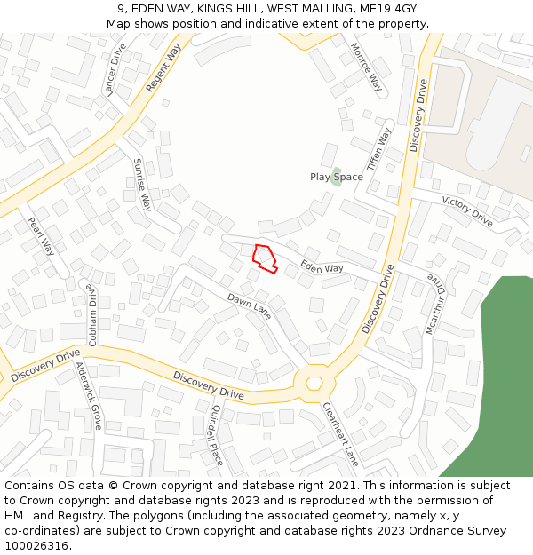 9, EDEN WAY, KINGS HILL, WEST MALLING, ME19 4GY: Location map and indicative extent of plot