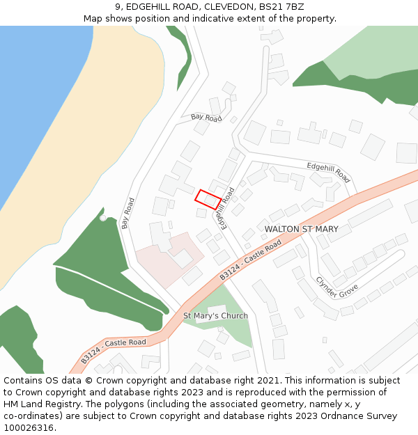 9, EDGEHILL ROAD, CLEVEDON, BS21 7BZ: Location map and indicative extent of plot