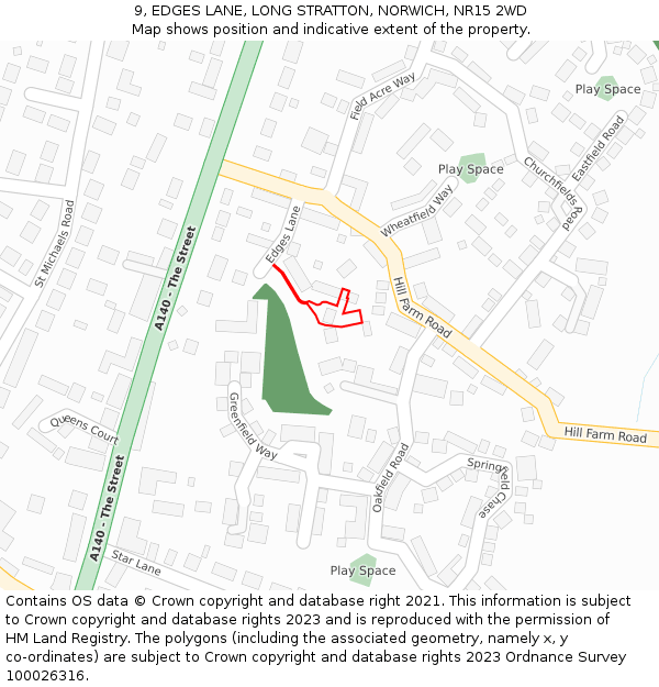 9, EDGES LANE, LONG STRATTON, NORWICH, NR15 2WD: Location map and indicative extent of plot