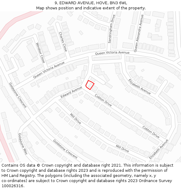 9, EDWARD AVENUE, HOVE, BN3 6WL: Location map and indicative extent of plot