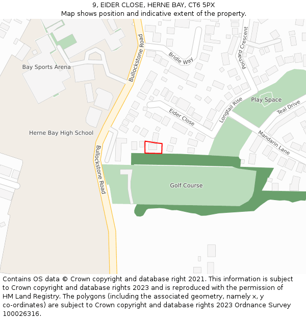 9, EIDER CLOSE, HERNE BAY, CT6 5PX: Location map and indicative extent of plot