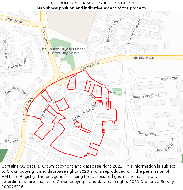 9, ELDON ROAD, MACCLESFIELD, SK10 3SA: Location map and indicative extent of plot