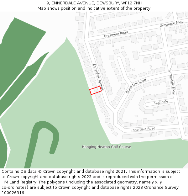 9, ENNERDALE AVENUE, DEWSBURY, WF12 7NH: Location map and indicative extent of plot