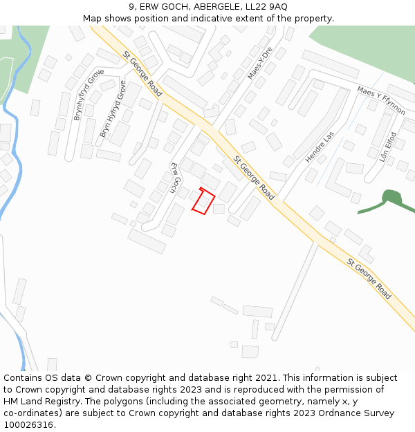 9, ERW GOCH, ABERGELE, LL22 9AQ: Location map and indicative extent of plot