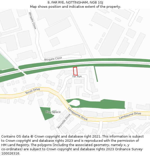 9, FAR RYE, NOTTINGHAM, NG8 1GJ: Location map and indicative extent of plot