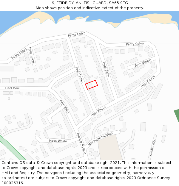 9, FEIDR DYLAN, FISHGUARD, SA65 9EG: Location map and indicative extent of plot