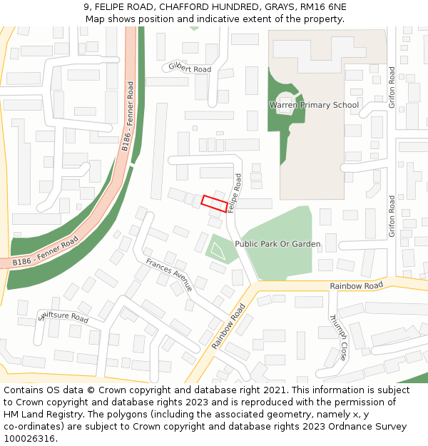 9, FELIPE ROAD, CHAFFORD HUNDRED, GRAYS, RM16 6NE: Location map and indicative extent of plot