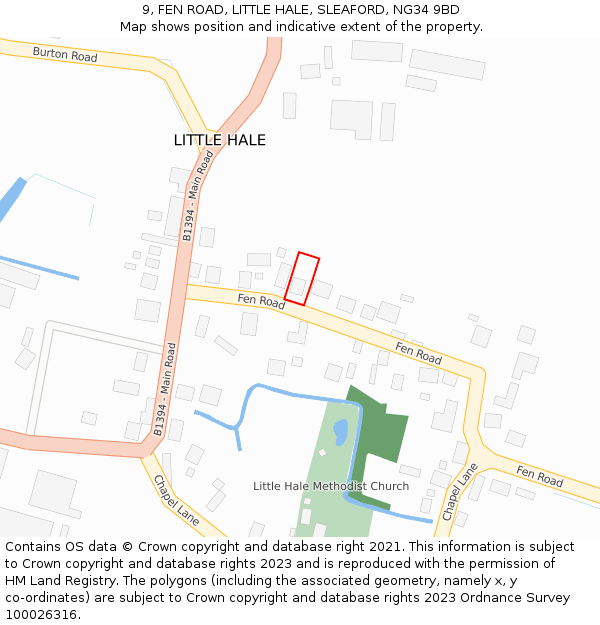 9, FEN ROAD, LITTLE HALE, SLEAFORD, NG34 9BD: Location map and indicative extent of plot