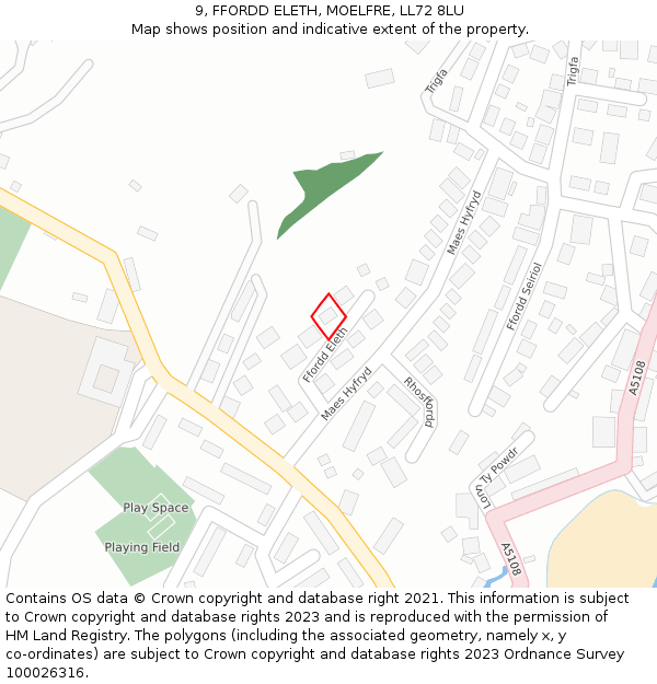 9, FFORDD ELETH, MOELFRE, LL72 8LU: Location map and indicative extent of plot