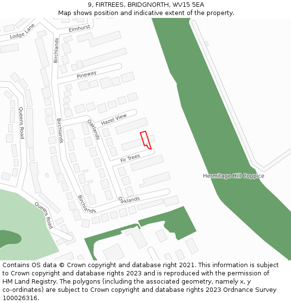 9, FIRTREES, BRIDGNORTH, WV15 5EA: Location map and indicative extent of plot