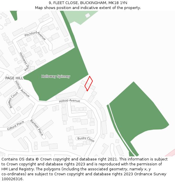 9, FLEET CLOSE, BUCKINGHAM, MK18 1YN: Location map and indicative extent of plot