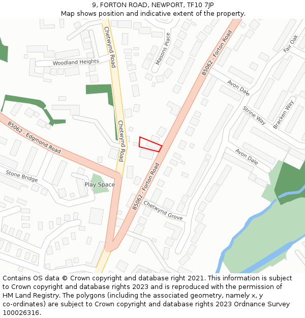 9, FORTON ROAD, NEWPORT, TF10 7JP: Location map and indicative extent of plot