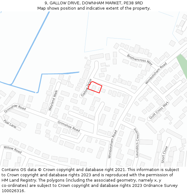 9, GALLOW DRIVE, DOWNHAM MARKET, PE38 9RD: Location map and indicative extent of plot