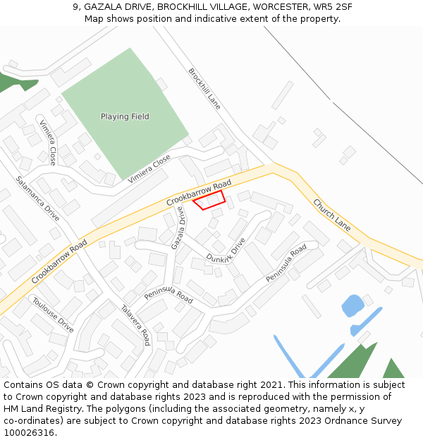 9, GAZALA DRIVE, BROCKHILL VILLAGE, WORCESTER, WR5 2SF: Location map and indicative extent of plot