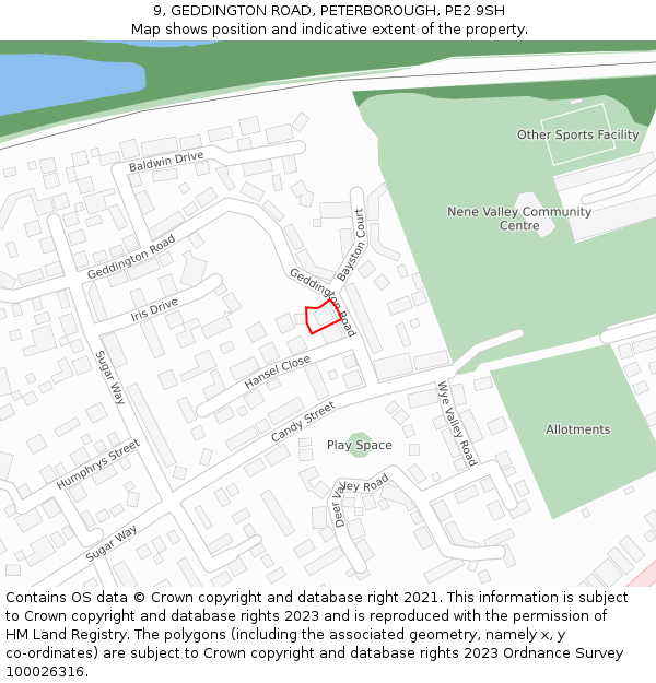 9, GEDDINGTON ROAD, PETERBOROUGH, PE2 9SH: Location map and indicative extent of plot