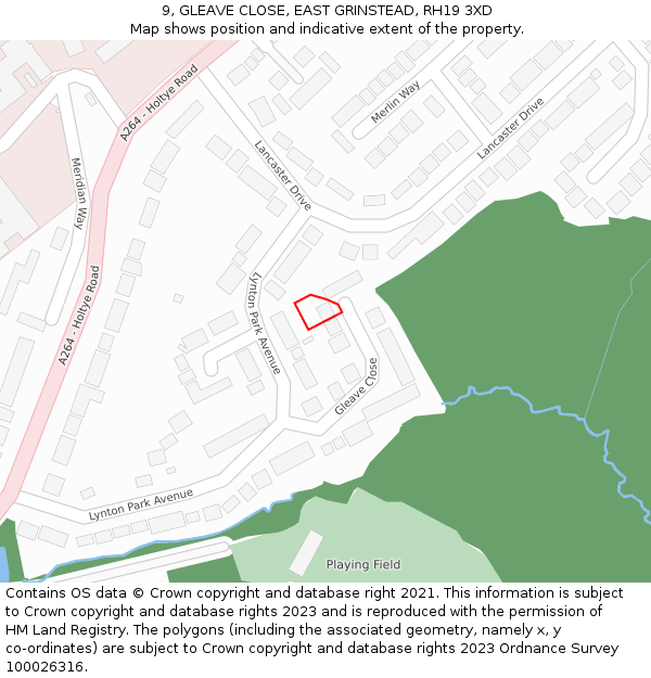 9, GLEAVE CLOSE, EAST GRINSTEAD, RH19 3XD: Location map and indicative extent of plot