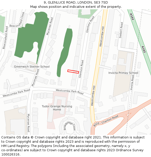 9, GLENLUCE ROAD, LONDON, SE3 7SD: Location map and indicative extent of plot