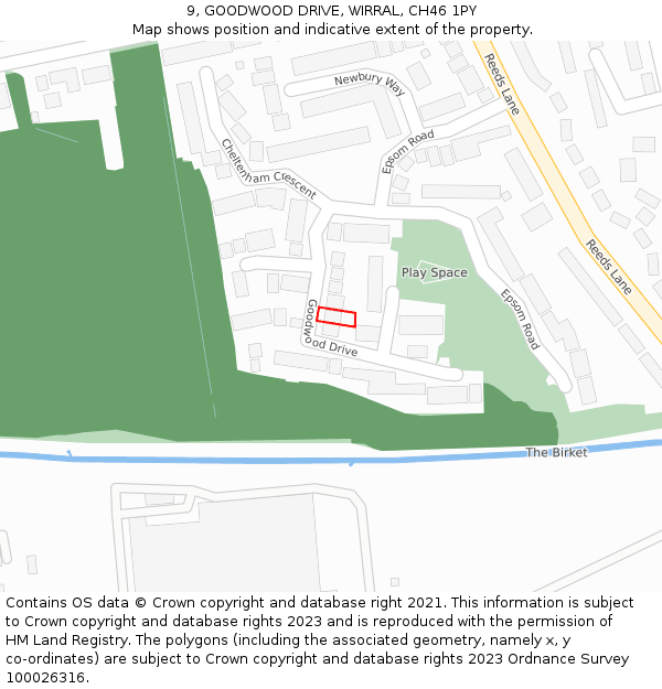 9, GOODWOOD DRIVE, WIRRAL, CH46 1PY: Location map and indicative extent of plot