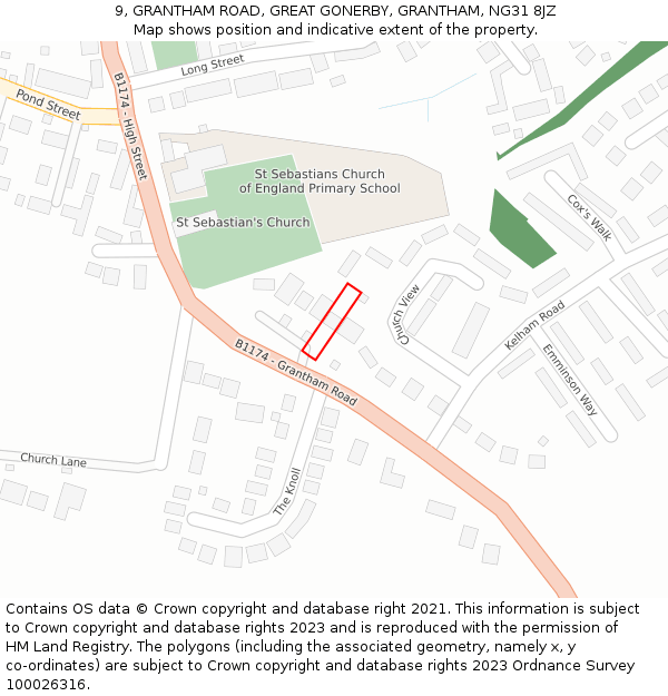 9, GRANTHAM ROAD, GREAT GONERBY, GRANTHAM, NG31 8JZ: Location map and indicative extent of plot