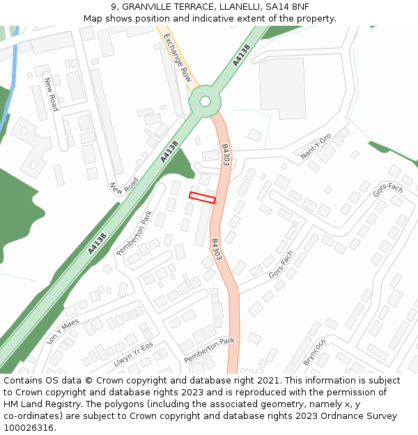 9, GRANVILLE TERRACE, LLANELLI, SA14 8NF: Location map and indicative extent of plot