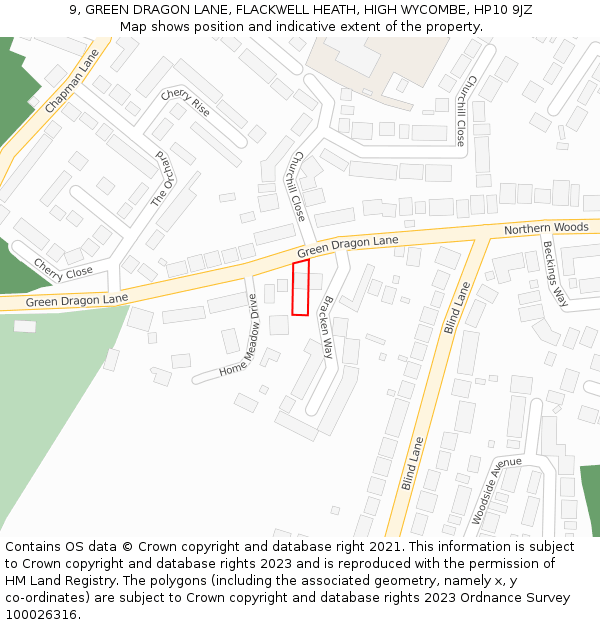 9, GREEN DRAGON LANE, FLACKWELL HEATH, HIGH WYCOMBE, HP10 9JZ: Location map and indicative extent of plot