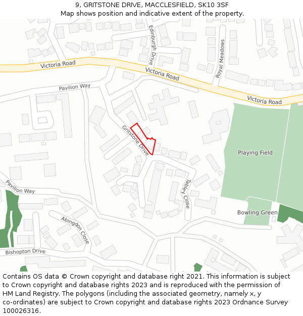 9, GRITSTONE DRIVE, MACCLESFIELD, SK10 3SF: Location map and indicative extent of plot