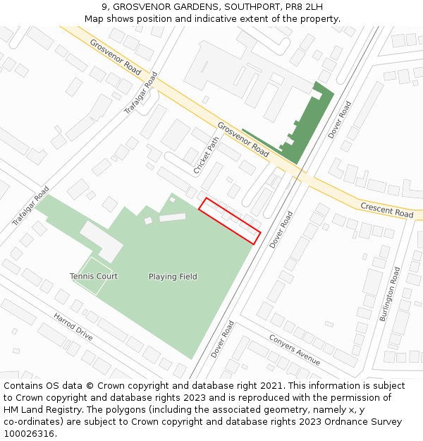 9, GROSVENOR GARDENS, SOUTHPORT, PR8 2LH: Location map and indicative extent of plot
