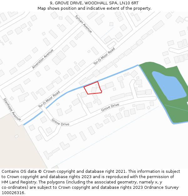 9, GROVE DRIVE, WOODHALL SPA, LN10 6RT: Location map and indicative extent of plot