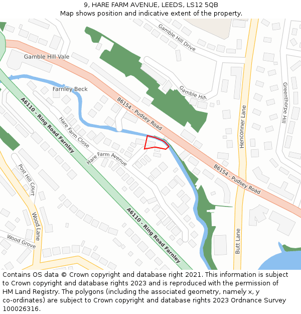 9, HARE FARM AVENUE, LEEDS, LS12 5QB: Location map and indicative extent of plot