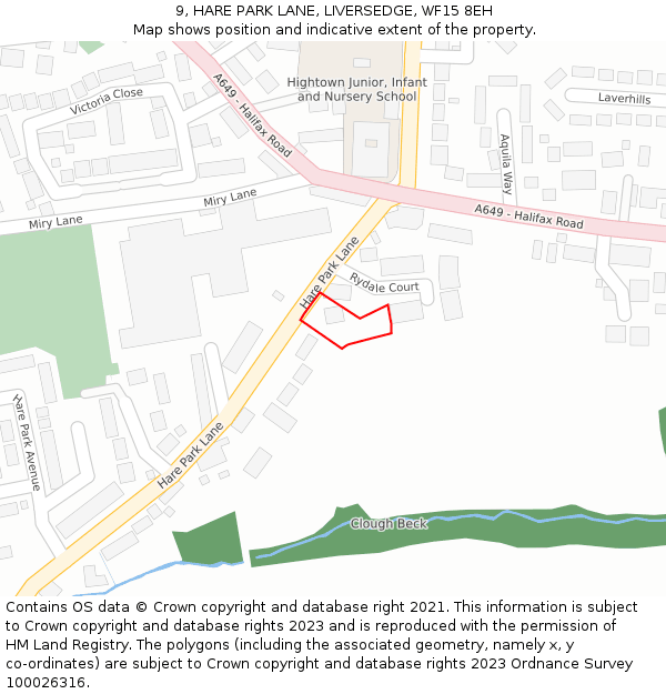9, HARE PARK LANE, LIVERSEDGE, WF15 8EH: Location map and indicative extent of plot