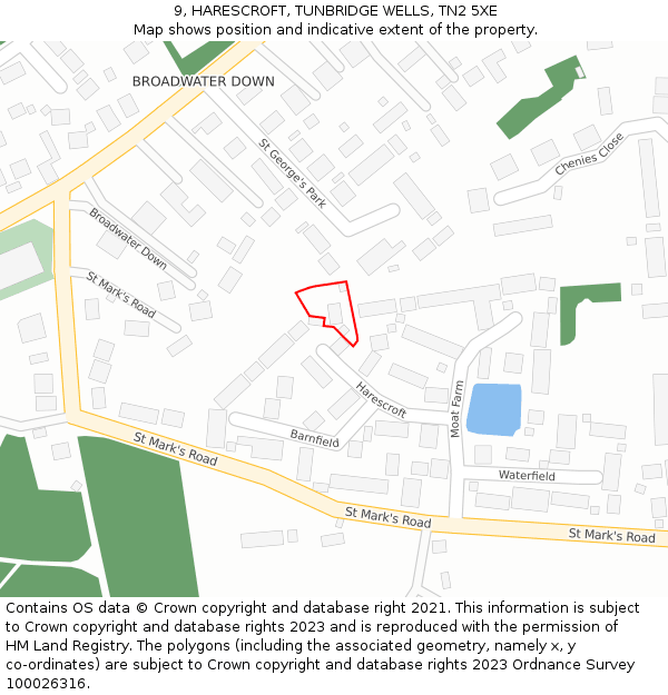 9, HARESCROFT, TUNBRIDGE WELLS, TN2 5XE: Location map and indicative extent of plot