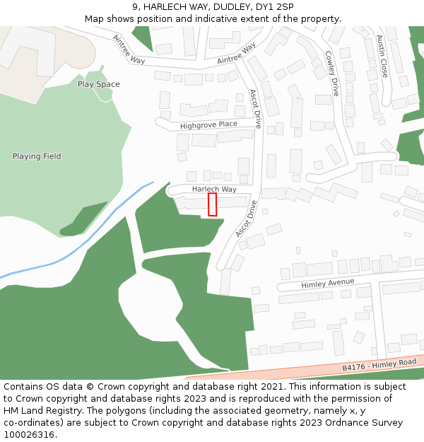 9, HARLECH WAY, DUDLEY, DY1 2SP: Location map and indicative extent of plot