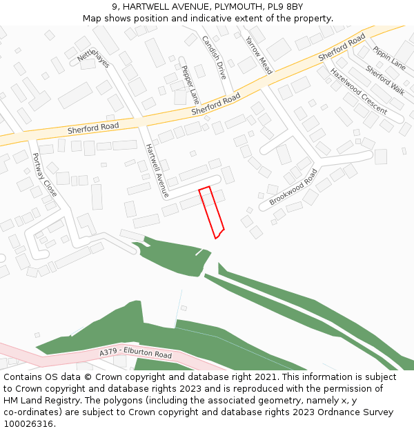 9, HARTWELL AVENUE, PLYMOUTH, PL9 8BY: Location map and indicative extent of plot