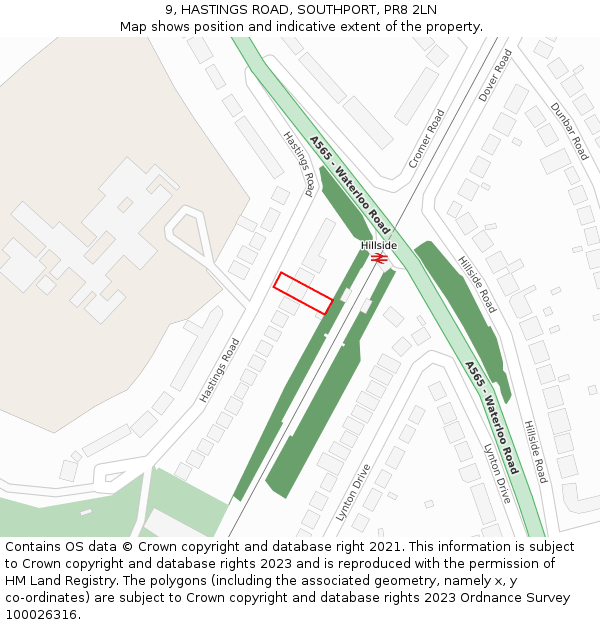 9, HASTINGS ROAD, SOUTHPORT, PR8 2LN: Location map and indicative extent of plot